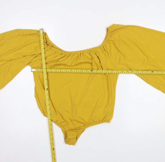 Glamorous Women’s Yellow Off Shoulder Bodysuit Size 18 Cotton Blend
