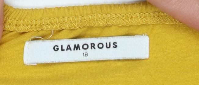 Glamorous Women’s Yellow Off Shoulder Bodysuit Size 18 Cotton Blend
