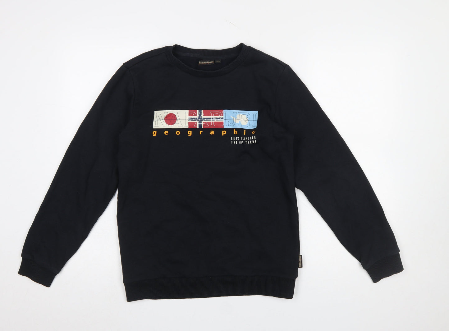Napapijri Boys Black 14 Years Crew Neck Pullover Graphic Sweatshirt