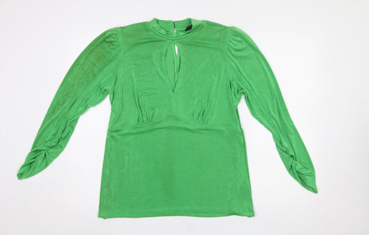 New Look Women's Green Long Sleeve Keyhole Tunic Blouse Size 18