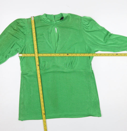 New Look Women's Green Long Sleeve Keyhole Tunic Blouse Size 18