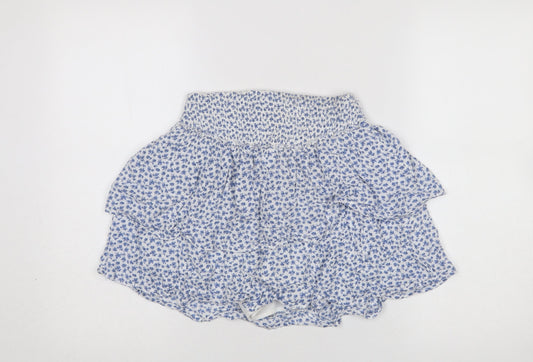 Hollister Women Blue Floral Short A-Line Skirt Size S
