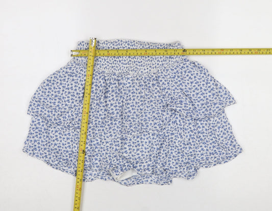 Hollister Women Blue Floral Short A-Line Skirt Size S