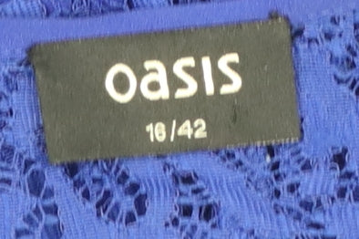 Oasis Womens Blue Lace Fit & Flare Sleeveless Dress Size 16