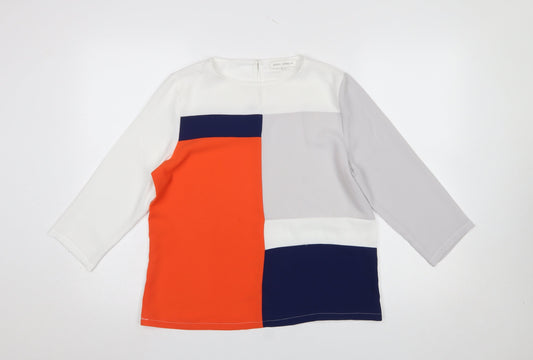 Marc Angelo Women's Multicoloured Colourblock 3/4 Sleeve Blouse Size P