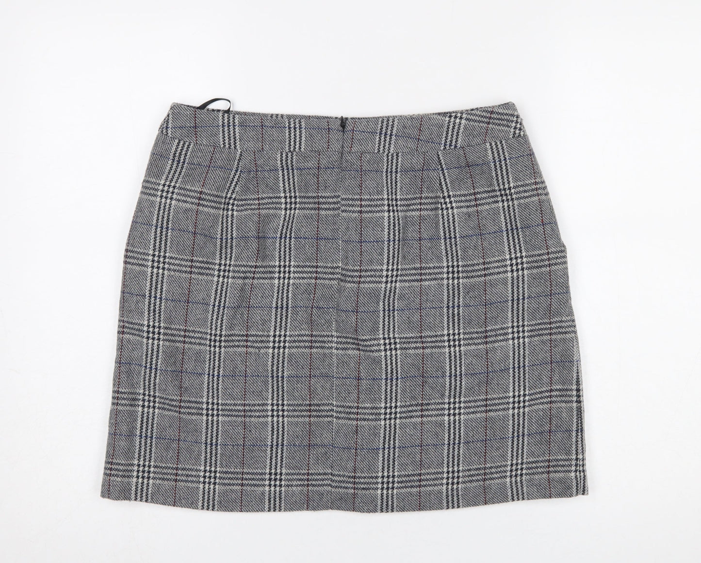 Marks and Spencer Women's Grey Check Button Front A-Line Skirt Size 12