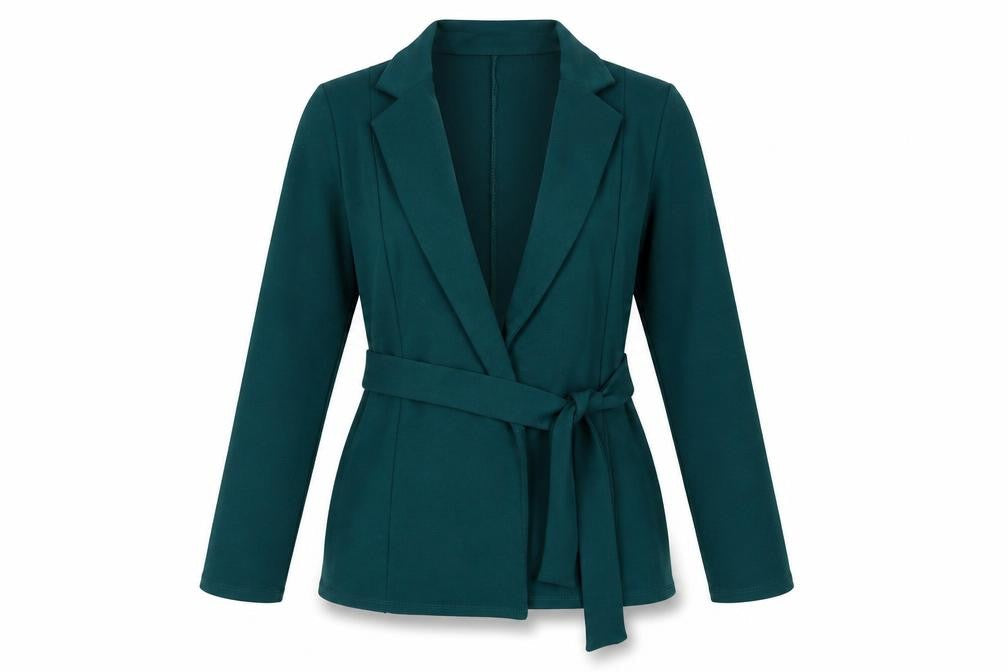Front view of ASOS DESIGN Women’s Green Belted Blazer Jacket UK 10 Regular Fit