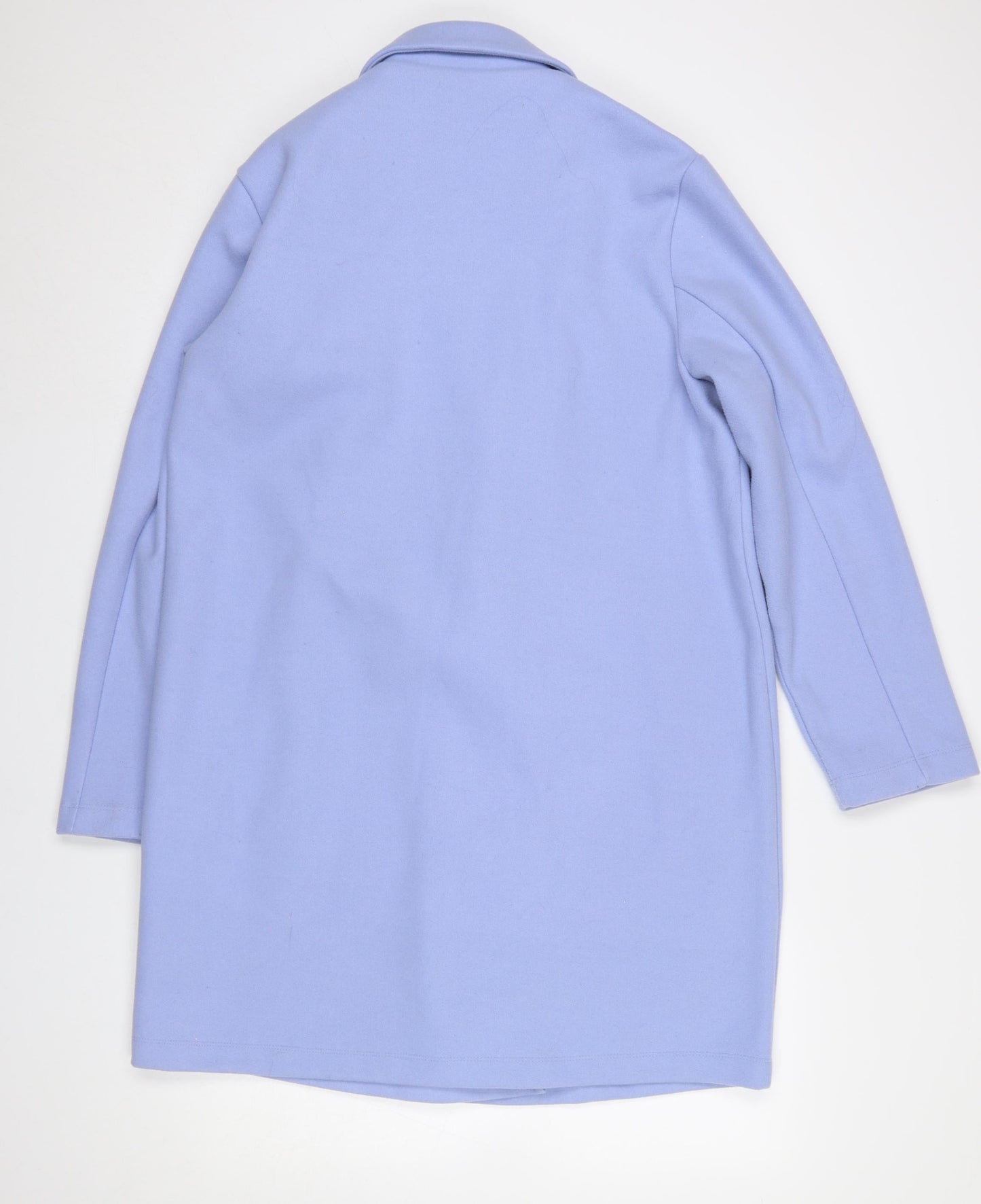 Dunnes Women Blue Mid-Length Overcoat Size L Polyester Button Front
