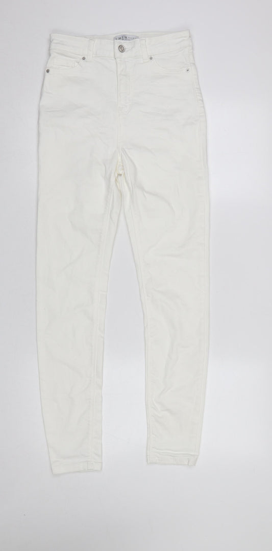 Primark Women White Skinny Jeans Size 6 High Rise Stretch Denim
