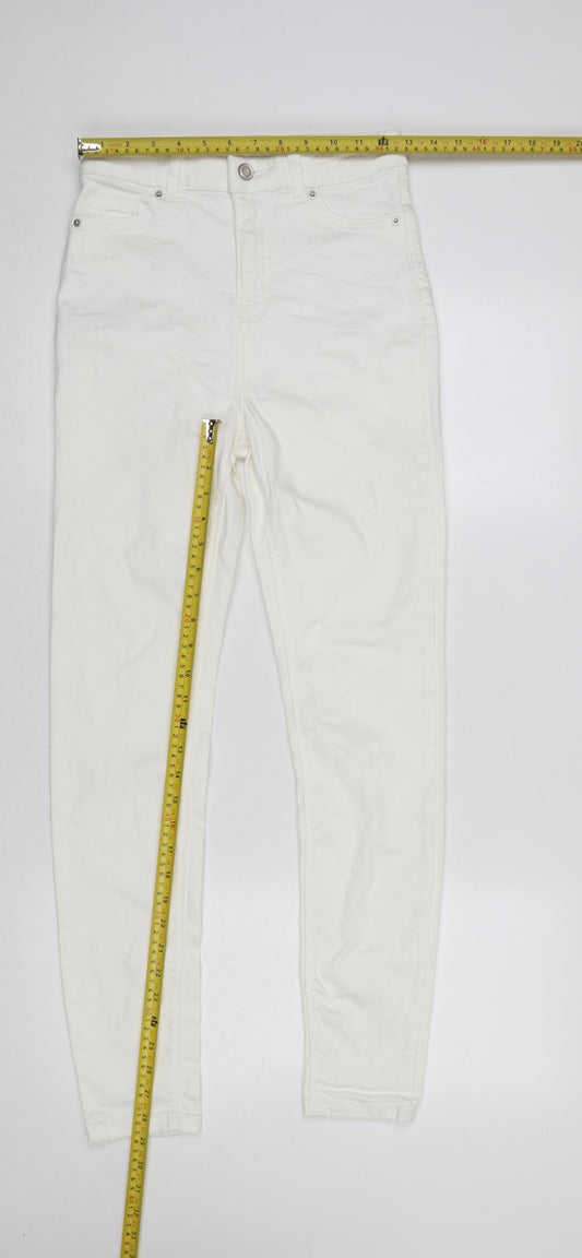 Primark Women White Skinny Jeans Size 6 High Rise Stretch Denim