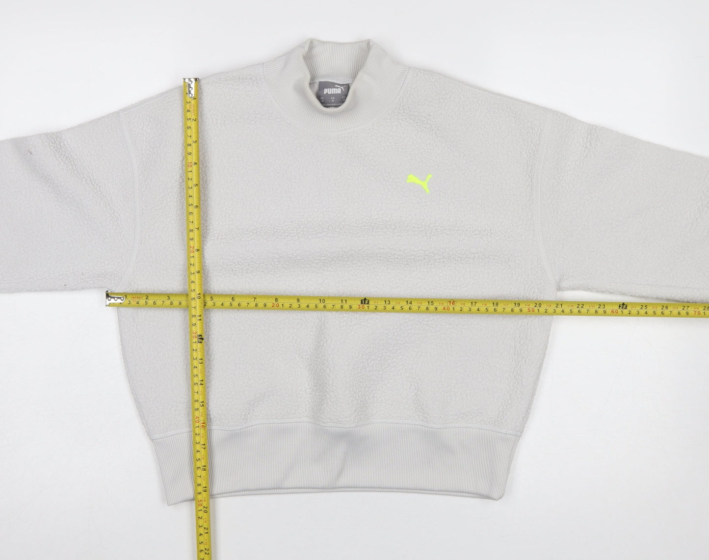 Puma Women Grey Fleece Pullover Sweatshirt Medium Polyester