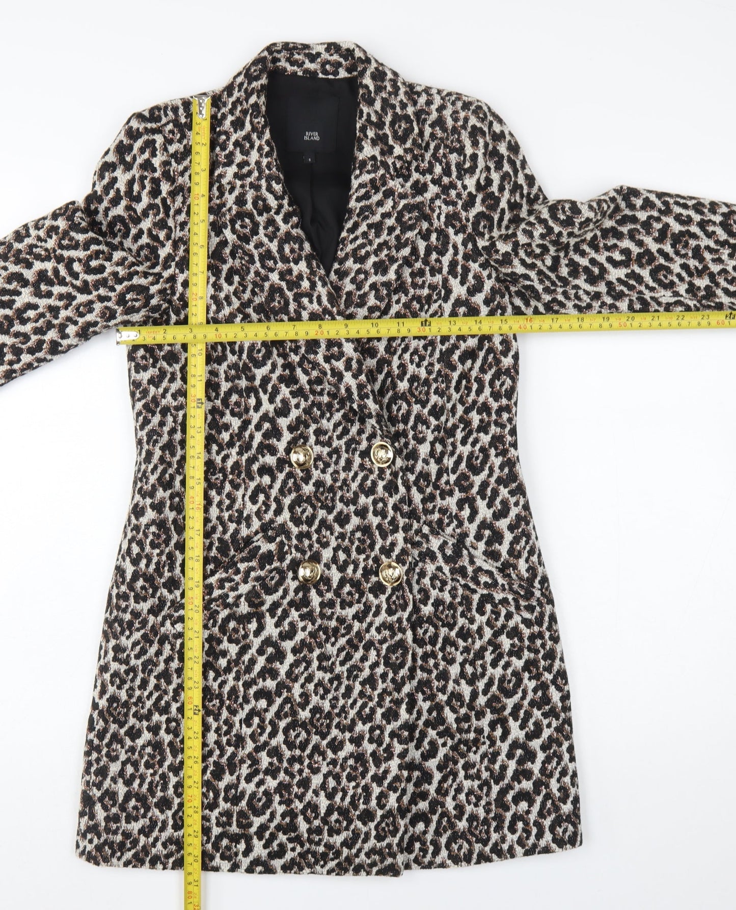 River Island Women Brown Leopard Print Blazer Size 6