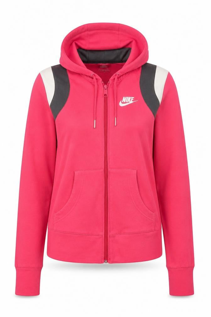 Nike Women's Pink Hooded Full Zip Cotton Blend Jacket Size S