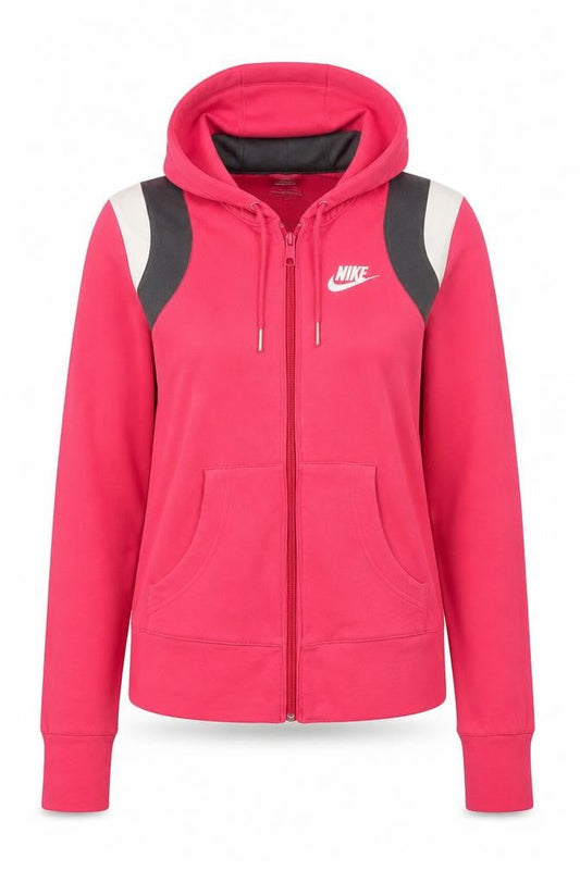 Nike Women's Pink Hooded Full Zip Cotton Blend Jacket Size S