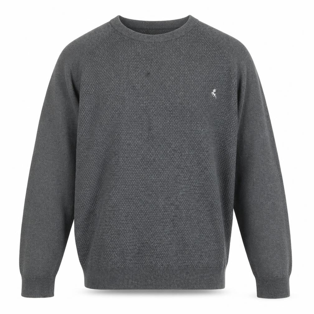 Holmes & Co Men’s Grey Cotton Knit Crew Neck Jumper XL