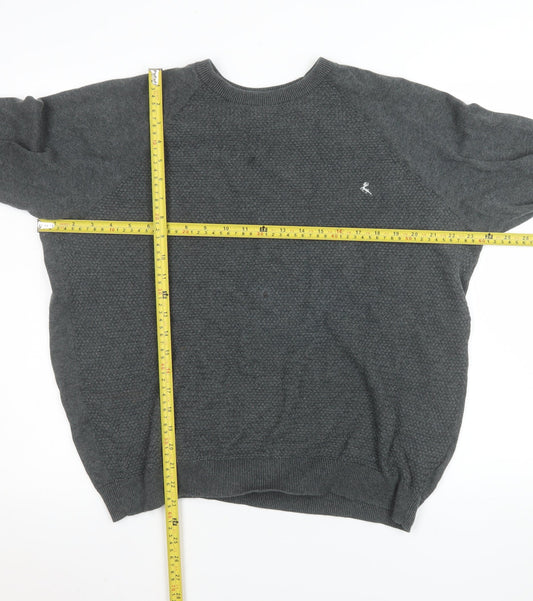 Holmes & Co Men’s Grey Cotton Knit Crew Neck Jumper XL