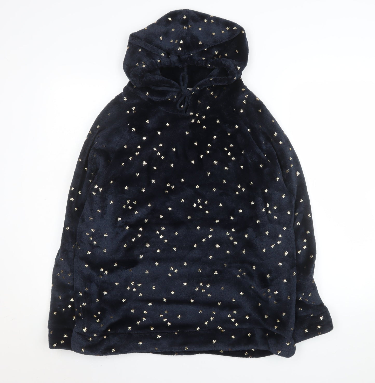 Tu Women's Blue Star Fleece Hooded Nightshirt Size 14