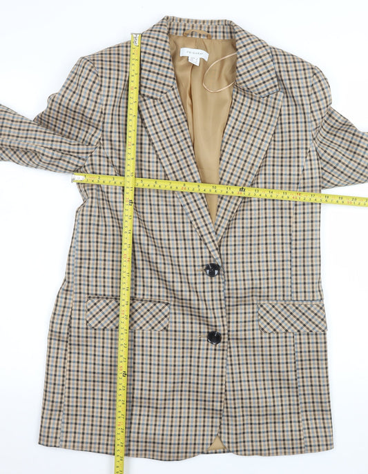 Primark Women Beige Check Single-Breasted Blazer Size 8