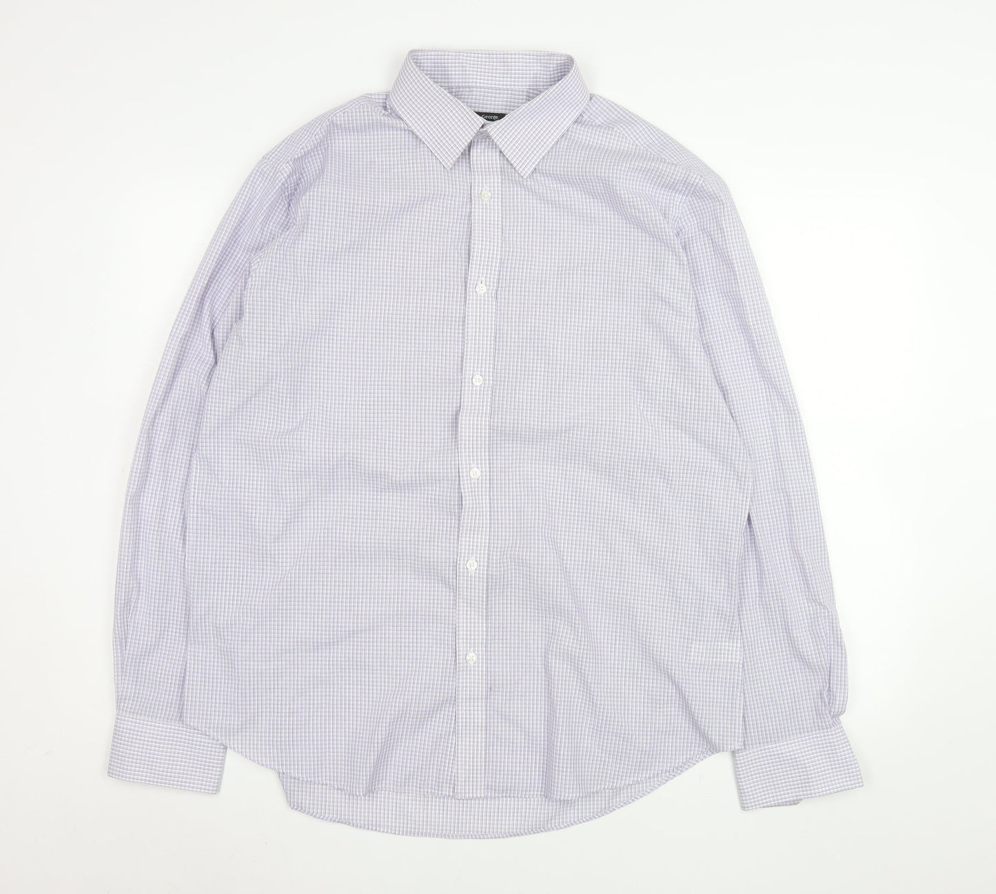 George Men’s Purple Checked Long Sleeve 17in Regular Fit Dress Shirt
