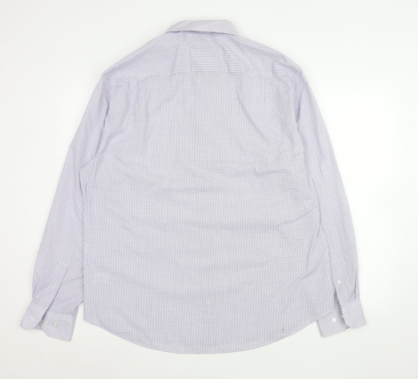 George Men’s Purple Checked Long Sleeve 17in Regular Fit Dress Shirt