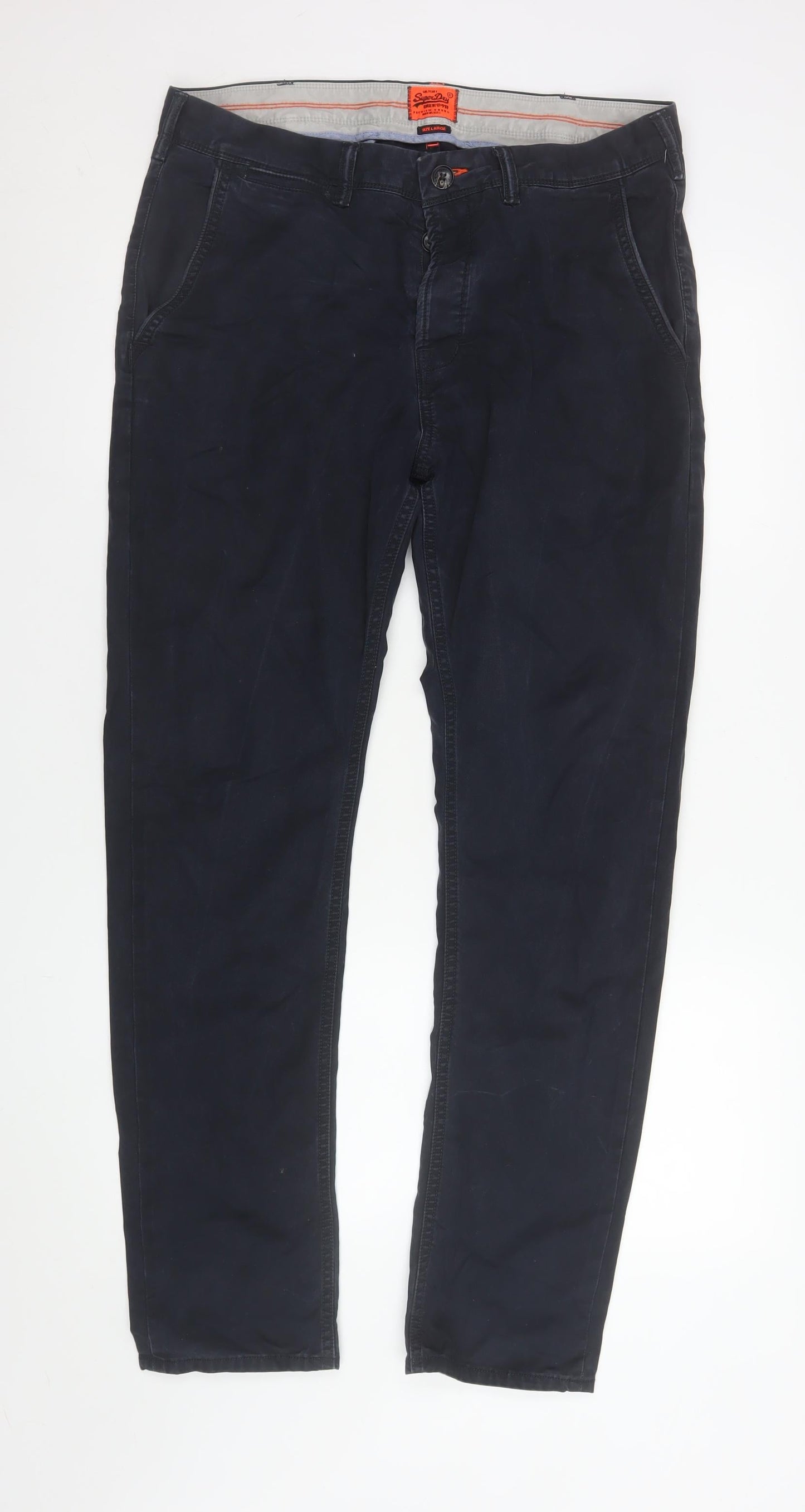 Superdry Men's Black Chino Trousers Size L Cotton Casual Pants