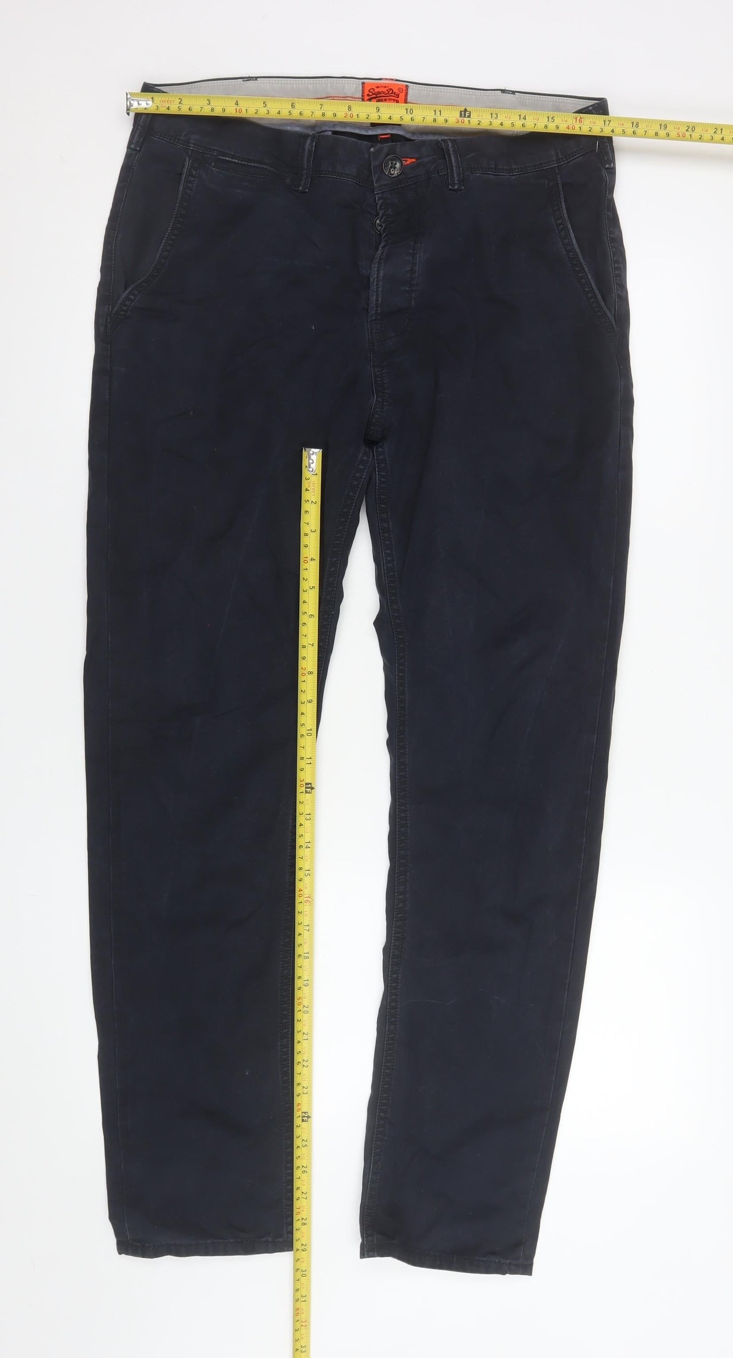Superdry Men's Black Chino Trousers Size L Cotton Casual Pants