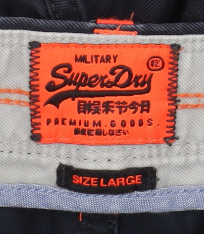 Superdry Men's Black Chino Trousers Size L Cotton Casual Pants