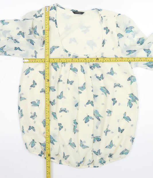 Dunnes Women’s Ivory Butterfly Chiffon Blouse Size 14 Tunic Style
