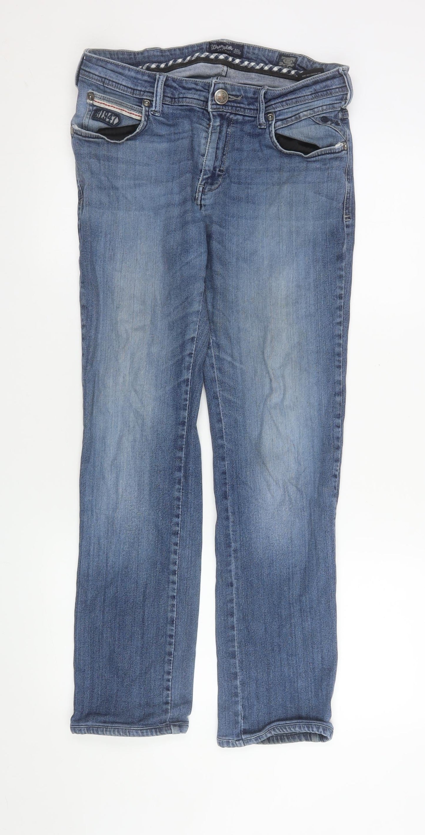 Wrangler Men's Blue Straight Regular Fit Denim Jeans Size 34