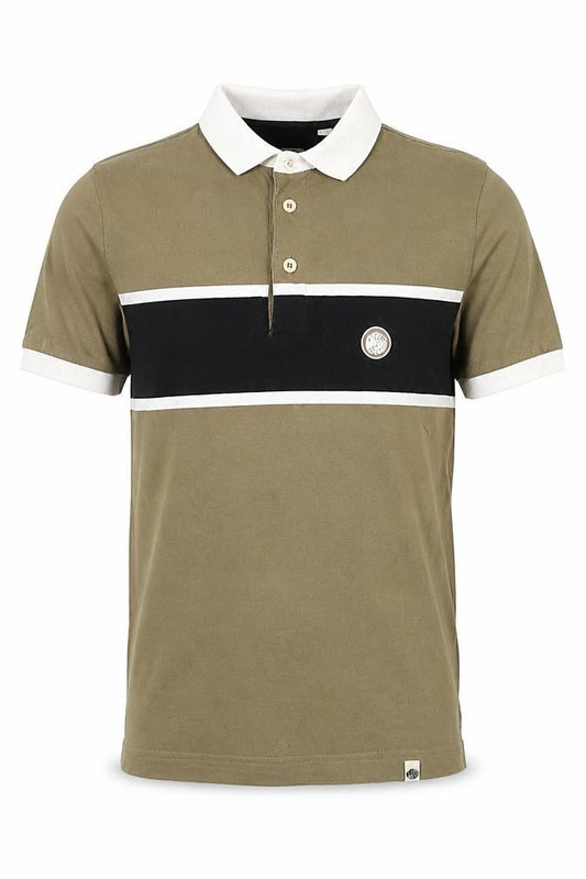 Pretty Green Men's Brown Colourblock Cotton Polo Shirt XS