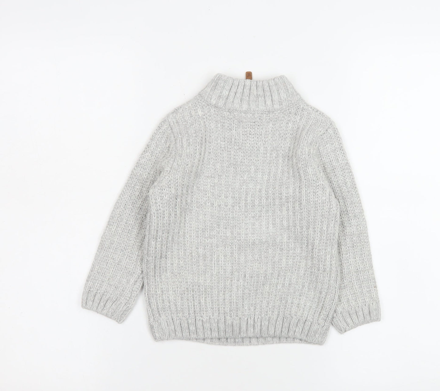 Next Boys Grey 2-3 Years 1/4 Zip Cable Knit Wool Blend Sweatshirt