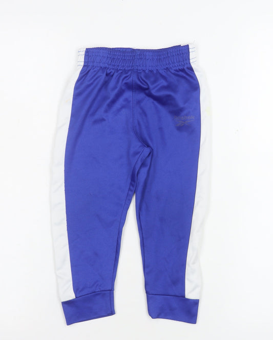 Reebok Boys Blue Track Pants 2 Years Elastic Waist Polyester Activewear