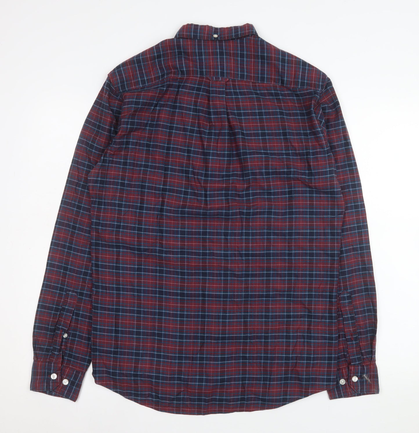 Farah Men's Red Blue Check Long Sleeve Slim Fit Button-Up Shirt Size M
