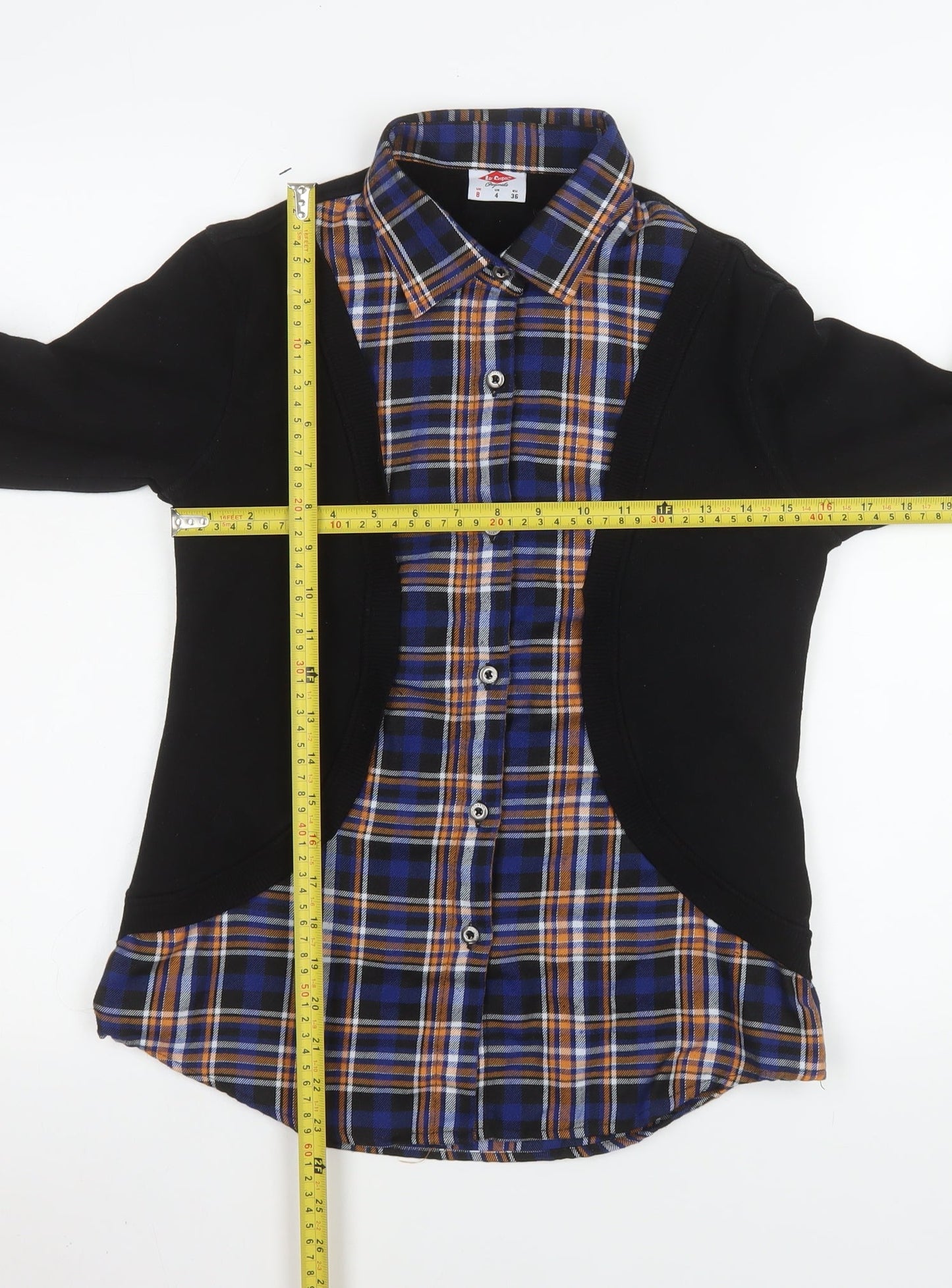 Lee Cooper Womens Blue Check Button-Up Shirt Size 8 Classic Fit