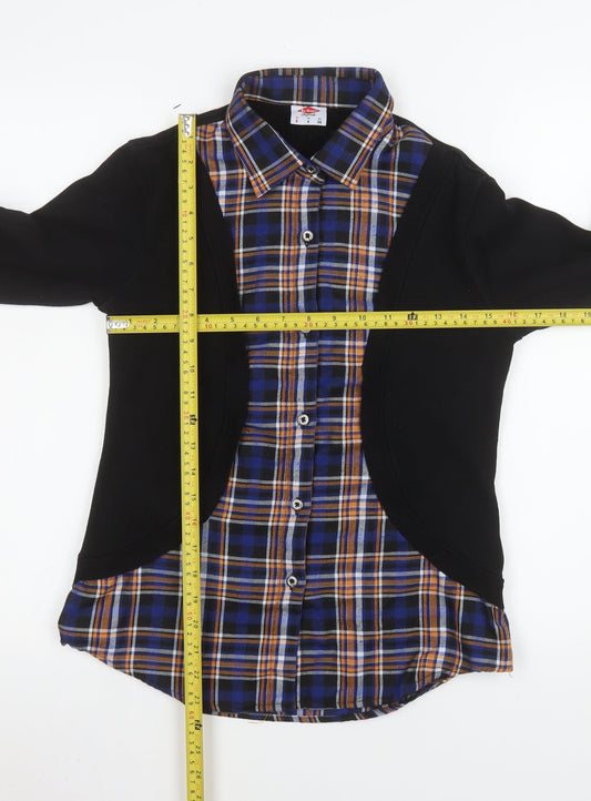 Lee Cooper Womens Blue Check Button-Up Shirt Size 8 Classic Fit