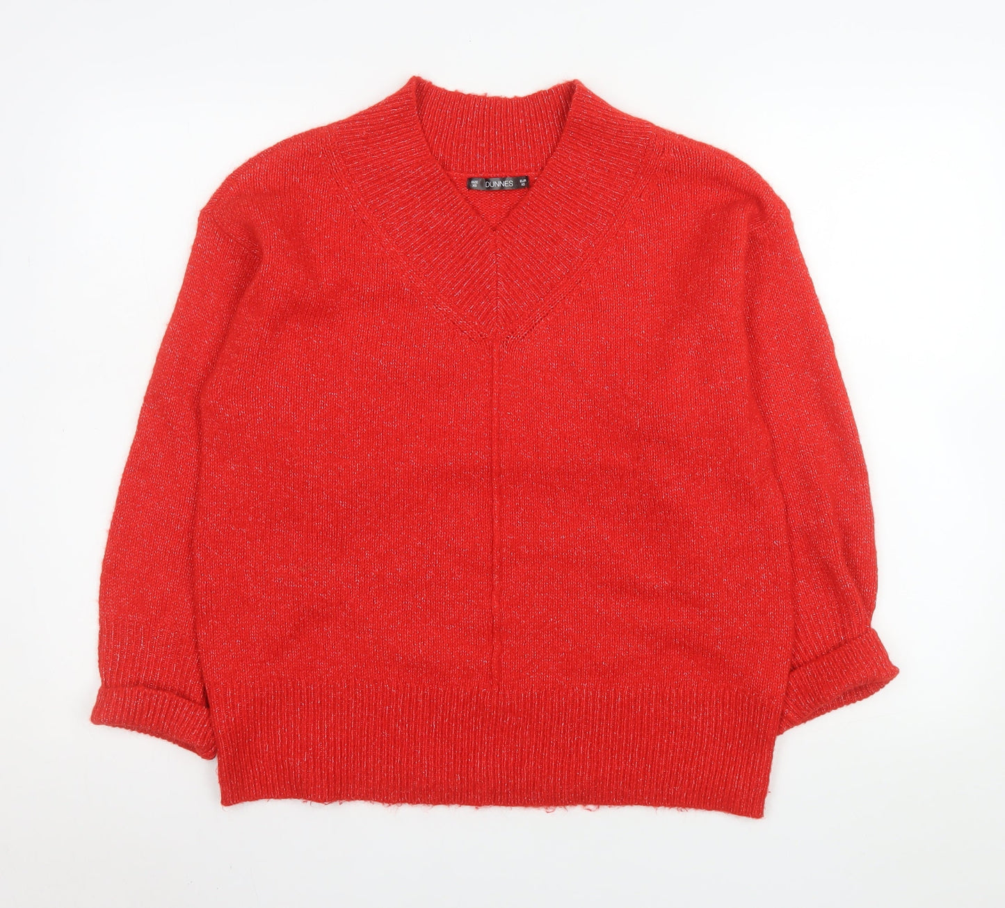 Dunnes Stores Womens Red V-Neck Pullover Knit Jumper XS