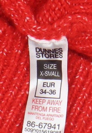 Dunnes Stores Womens Red V-Neck Pullover Knit Jumper XS