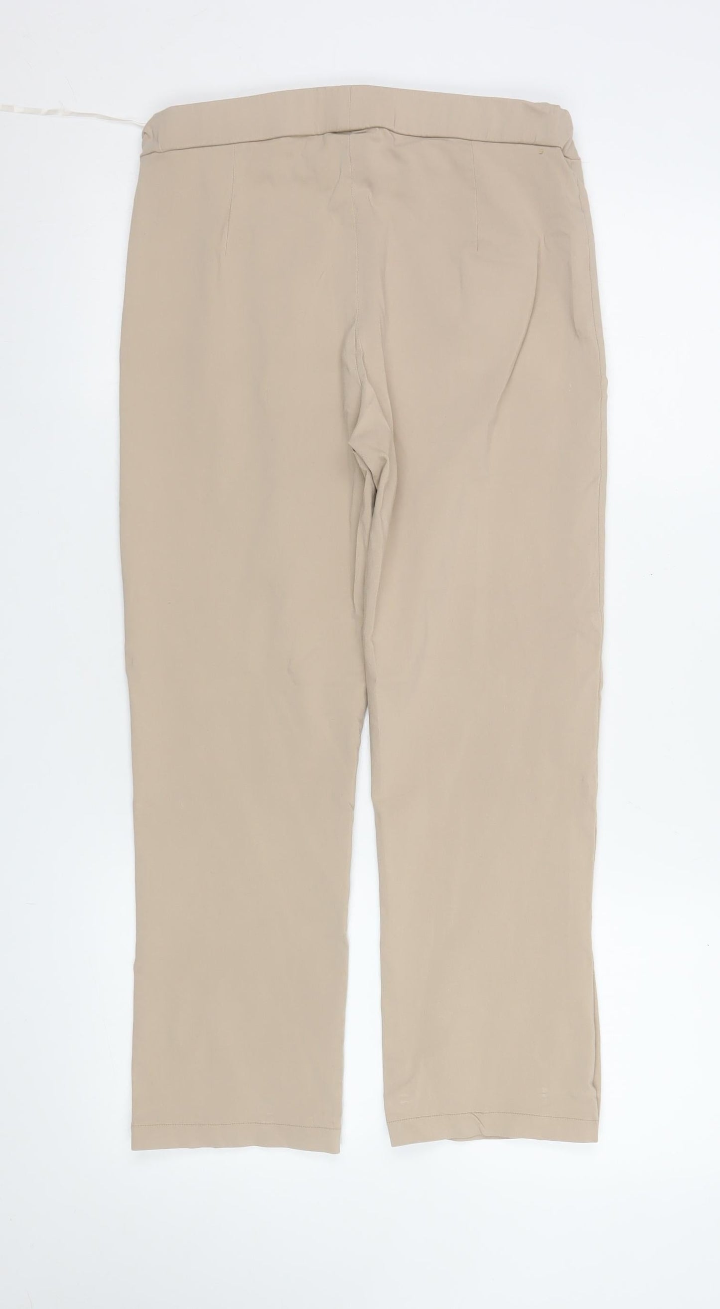 Gerard Womens Beige Stretch Cropped Trousers Size 12 Elastic Waist