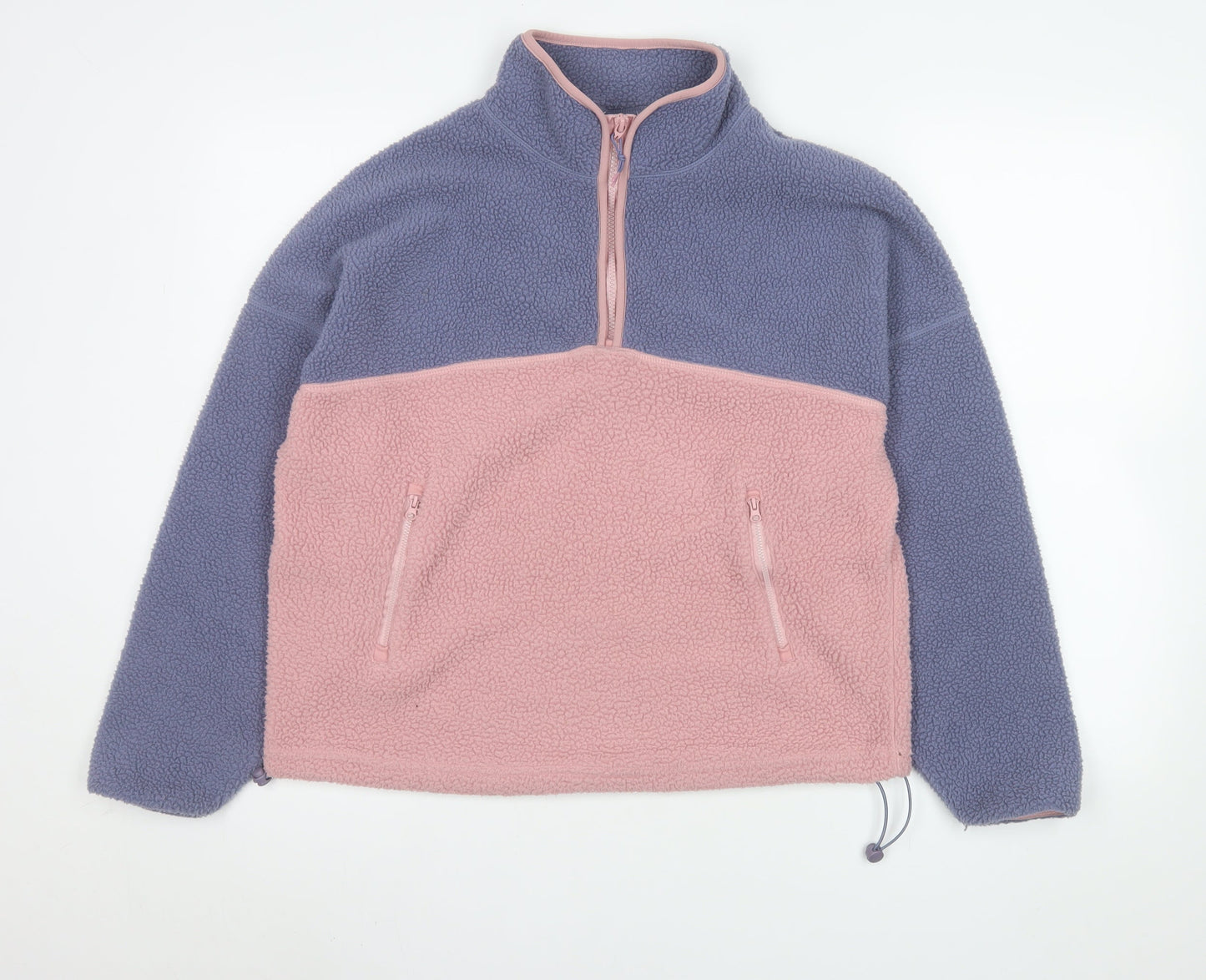 Living Stones Womens Pink Blue Fleece 1/2 Zip Jacket Size S