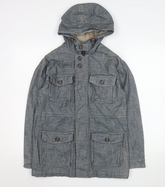 Marks and Spencer Boys Blue Hooded Cotton Parka Coat 13-14 Years