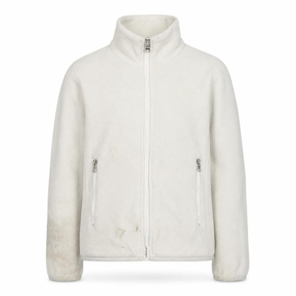 Front view of Ralph Lauren girls’ ivory fleece full zip sweatshirt, size 7, years