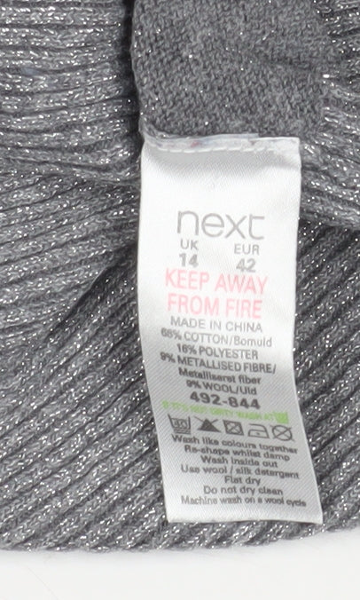 Next Women’s Grey Glitter V-Neck Button Cardigan Size 14