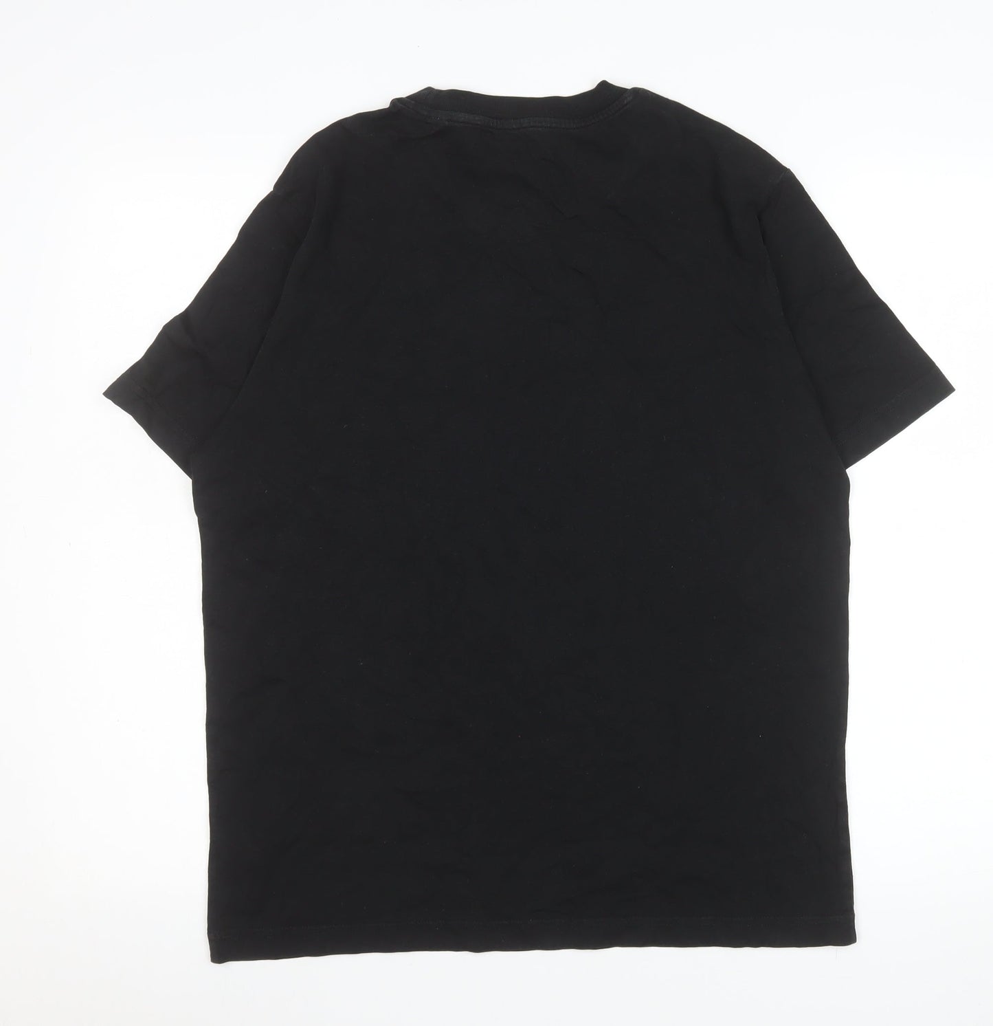 HUH Men Black S Short Sleeve Organic Cotton Graphic T-Shirt