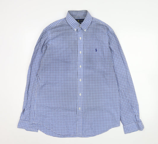 Ralph Lauren Men's Blue Check Classic Fit Cotton Button-Up Shirt M