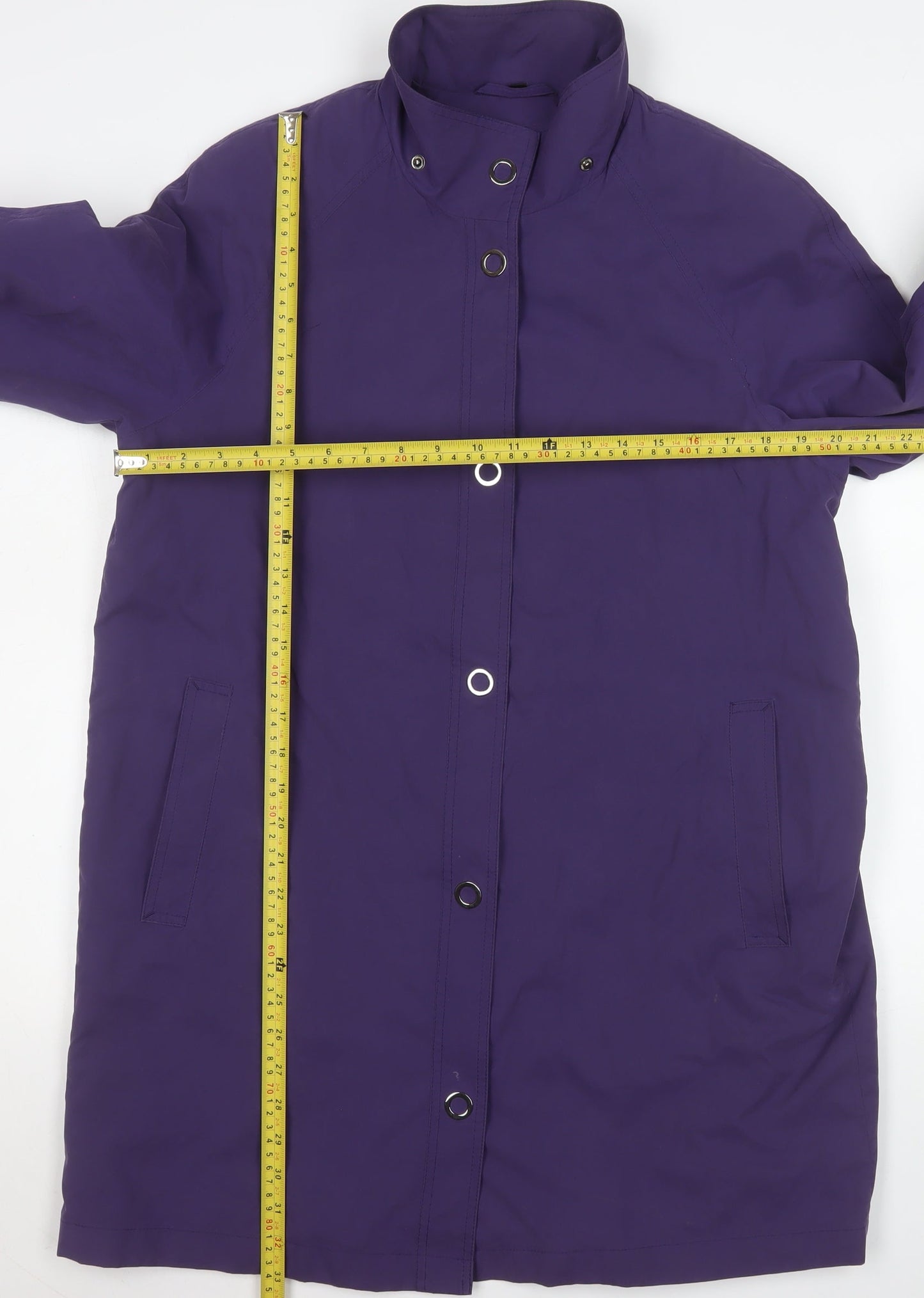 Four Seasons Women's Purple Long Rain Coat M Water Resistant Classic Style