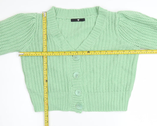 Very Womens Green Chunky Knit Button Cardigan Size 12