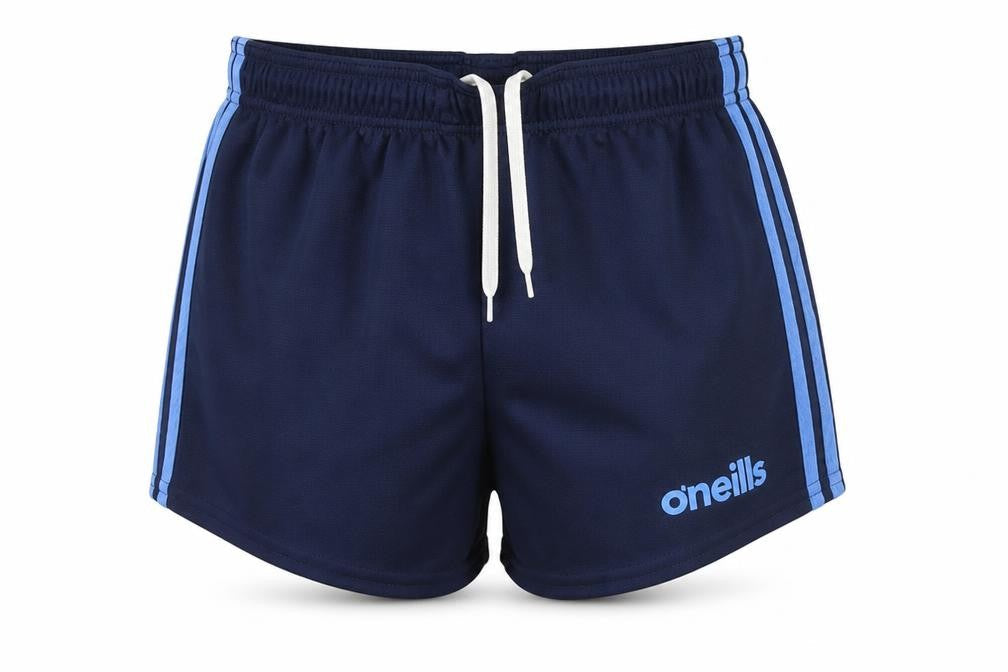 Front view of O'Neill boys’ blue 26in athletic shorts drawstring waist polyester