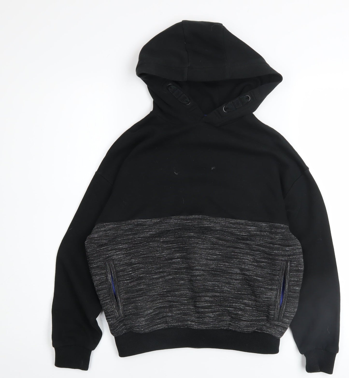Marks and Spencer Boys Black Pullover Hoodie 9-10 Years Cotton Blend