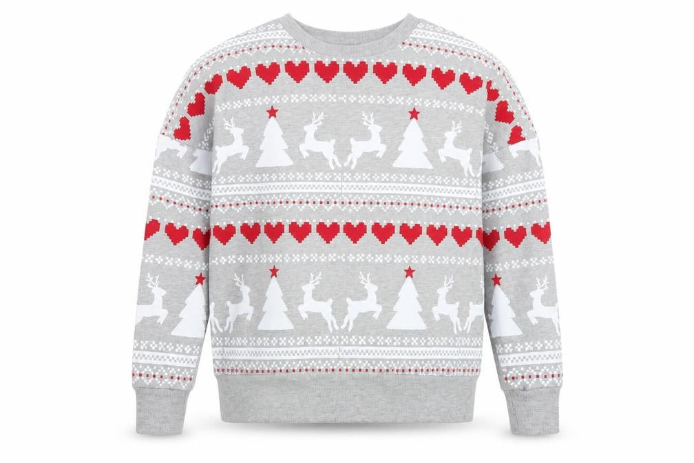 Peacocks Womens Grey Christmas Reindeer Heart Pullover Sweatshirt Size S