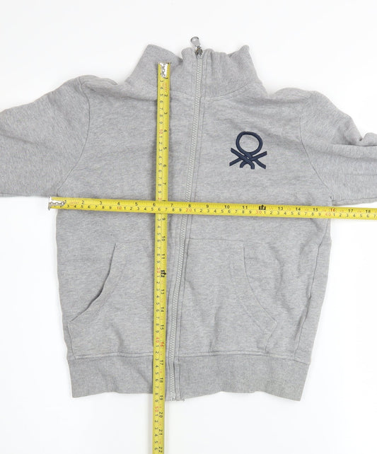 United Colors of Benetton Boys Grey Full Zip Sweatshirt 8-9 Years Cotton Blend
